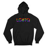 Men's Hoodie Rainbow Letters With Colorful Dots Among Black Background Hoodie