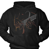 Men's Hoodie Artistic Lines Depicting Guitar Strings With Skillful Hands Playing Guitar