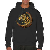 Men's Hoodie Celestial Night Sky With Ornate Crescent Moon And Leopard