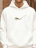 Men's Hoodie Colorful Feathered Bait Attached To A Simple Fishing Rod