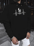 Men's Hoodie Heartbeat Design With Moon Raindrops And Minimalist Elements Hoodie