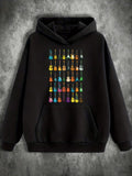 Men's Hoodie Colorful Rows Of Patterned Strings Among Musical Instruments Guitar