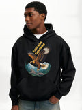 Men's Hoodie Eyes Like Lightning With Majestic Flying Eagle Over Snowy Mountain
