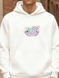 Men's Hoodie Colorful Abstract Swirl With Dynamic Lines And Geometric Patterns Center Artwork