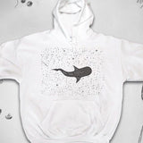 Men's Hoodie Gentle Ocean Creature Floating Among Bubbles And Subtle Starry Background Whale Shark