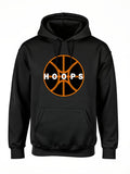 Men's Hoodie Classic Orange Basketball With Modern Lettering Hoops