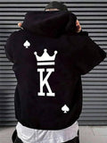 Men's Hoodie Crown And Playing Card Symbols With Large Spade Elements King