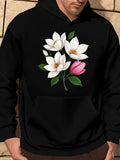 Men's Hoodie Blooming White And Pink Flowers Under Vibrant Green Leaves Blossom