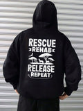 Men's Hoodie Rescue Rehab Release Repeat With Silhouetted Wild Animal Safari Trees