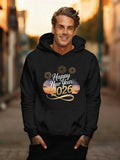 Men's Hoodie Happy New Year Golden Fireworks Sunset Sky 2026