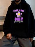 Men's Hoodie Good Vibes Only With Pastel Flower Printed Graphic Flower