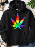 Men's Hoodie Vibrant Tie Dye Colors Across Large Leaf