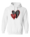 Men's Hoodie Classic Plaid Pattern With Double Layered Overlapping Hearts