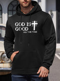 Men's Hoodie God Is Good All The Time With Radiant Cross Emblem Hoodie