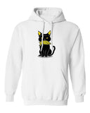 Men's Hoodie Sitting Playful Nighttime Cat With Glowing Yellow Eyes