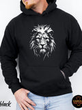 Men's Hoodie Bold Artistic Style With Fierce Monochrome Brushstroke Mane Lion