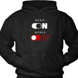 Men's Hoodie Music On Bright Power Symbol World Off Switch Hoodie