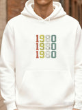 Men's Hoodie Vintage Retro Color Blocked Numbers With Layered Overlapping Digits 1980