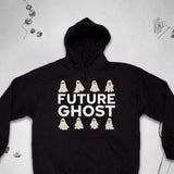 Men's Hoodie Future Ghost Surrounded By Playful Cartoon Spirits On Black Hoodie