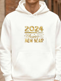Men's Hoodie 2024 Happy New Year Gold Glitter Confetti With Festive Design Hoodie