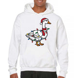 Men's Hoodie Festive Holiday Lights Wrapped Around Christmas Goose