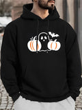 Men's Hoodie Spooky Night With Pumpkins And Flying Bat Ghost