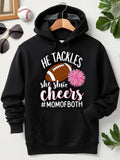 Men's Hoodie He Tackles She Cheers With Football And Pink Pom Pom