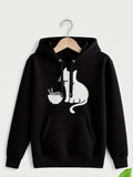 Women's Hoodie Whimsical Cat With A Bowl Of Noodles Under Soft Lighting Cat