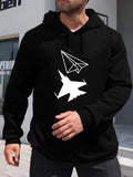 Men's Hoodie Contrasting Flight Paths With Sleek Silhouettes Under Clear Skies Airplane