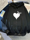 Men's Hoodie Dripping Heart With Butterfly Resting Gracefully Artwork Hoodie