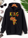 Men's Hoodie King With African Culture Patterns Across The Continent Shape