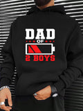 Men's Hoodie Dad Of Two Boys With Low Battery Graphic Hoodie