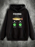 Men's Hoodie Fishing Incoming Call With Accept Buttons And Realistic Fish