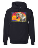 Men's Hoodie Colorful Sunset With Vibrant Aurora Behind Spotted Horse
