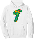 Men's Hoodie Playful Holiday Lights And Elf Hat Number Seven