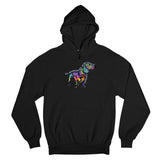 Men's Hoodie Colorful Abstract Patterned Silhouette Under Dark Background Dog
