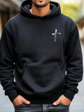 Men's Hoodie Simple White Painted Cross On Solid Black Hoodie Front Cross