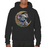 Men's Hoodie Colorful Celestial Patterns With Ornate Crescent Embracing A Cute Koala