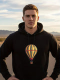 Men's Hoodie Sunset Journey Across Vast Open Sky Hot Air Balloon