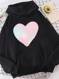 Men's Hoodie Soft Pastel Gradient Heart On Deep Black Hoodie