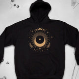 Men's Hoodie Golden Crescent Surrounded By Celestial Stars And Lunar Phases Moon