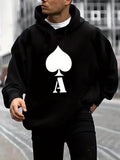 Men's Hoodie Bold White Spade Symbol Over Classic Letter A Hoodie