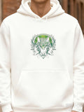 Men's Hoodie Verdant Forest Reflections With Twin Deer Amidst Antlered Canopy
