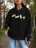 Women's Hoodie Adorable Brown White Shiba Dogs Playing In The Morning Light Dog