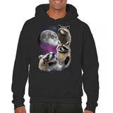Men's Hoodie Night Sky With Three Raccoons And A Glowing Full Moon