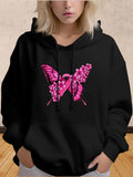 Women's Hoodie Pink Flower Petals Arranged In A Butterfly Shape With Elegant Symmetry Butterfly