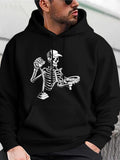 Men's Hoodie Cool Skeleton With Headphones Holding Microphone On Stage
