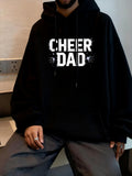 Men's Hoodie Cheer Dad Bold White Letters With Decorative Accents Black Hoodie