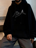 Men's Hoodie Minimalist Line Drawing Of Dog And Human Hand Hoodie