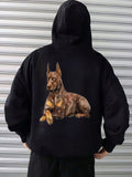 Men's Hoodie Brown Patterned Dog Resting Among Shadows Hoodie